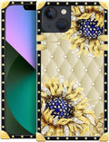 Compatible with iPhone 13 Case, Sunflower Diamonds Leather Luxury Golden by Unknown