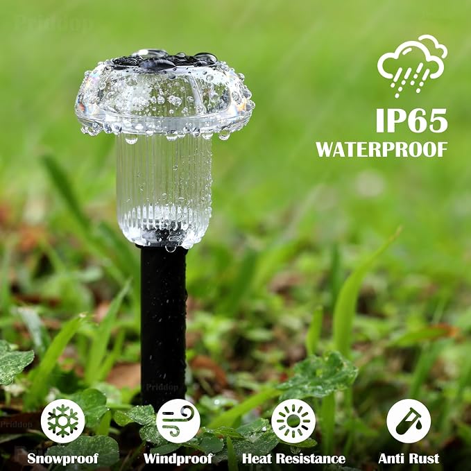 Priddop Solar Lights Outdoor Pathway Waterproof 8 Pack Color Changing LED - Image 8