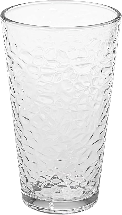 Set of 10 Hammered Glass Cups, 16oz. Dishwasher Safe Cocktail Drinking Glasses - Image 8