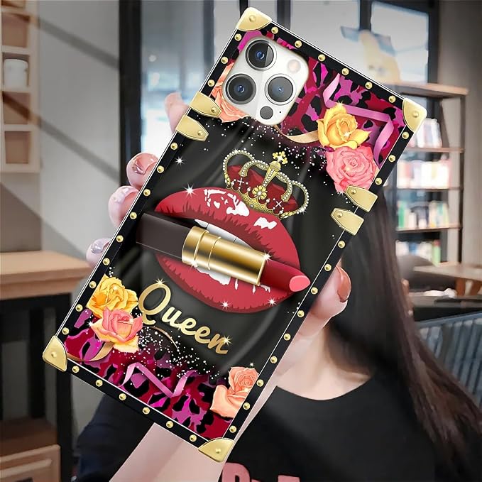 Compatible with iPhone 12 Pro Max Case, Queen Lip Crown Leopard Print Luxury - Image 7