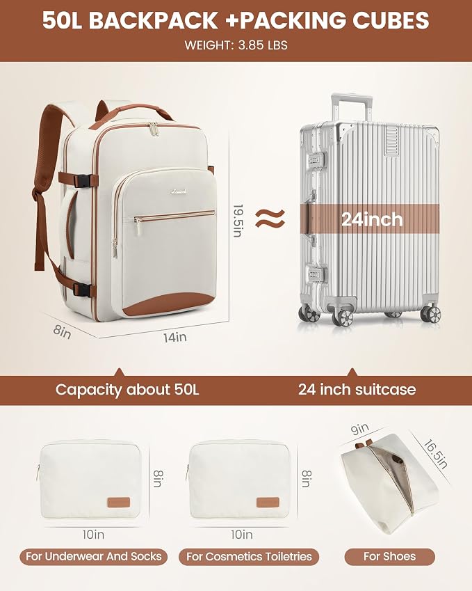 LOVEVOOK Travel Backpack for Women & Men 50L, Airline Approved Carry On - Image 5