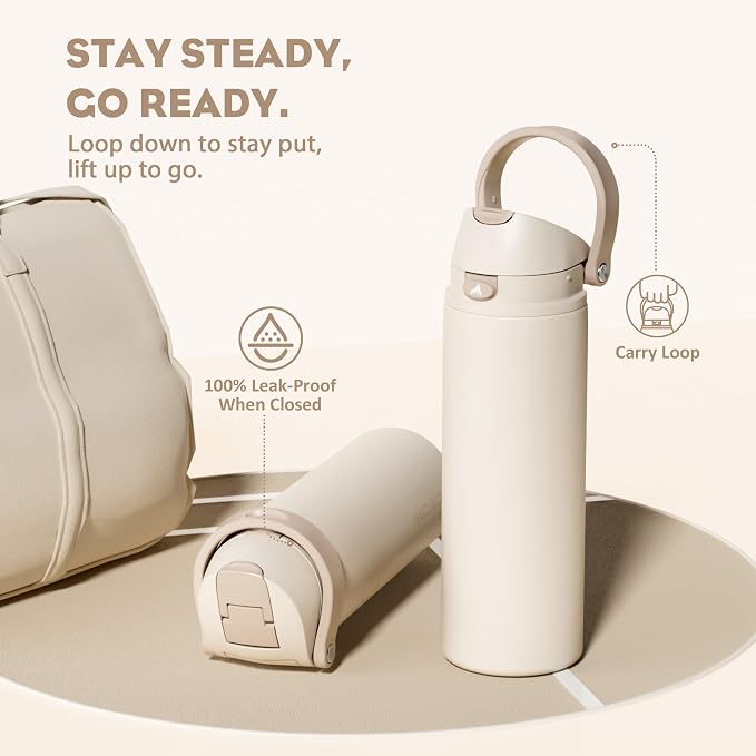 POWCAN 24 oz Insulated Water Bottle: 2-in-1 Push-Button Spout & Quick-Flip Straw - Image 4