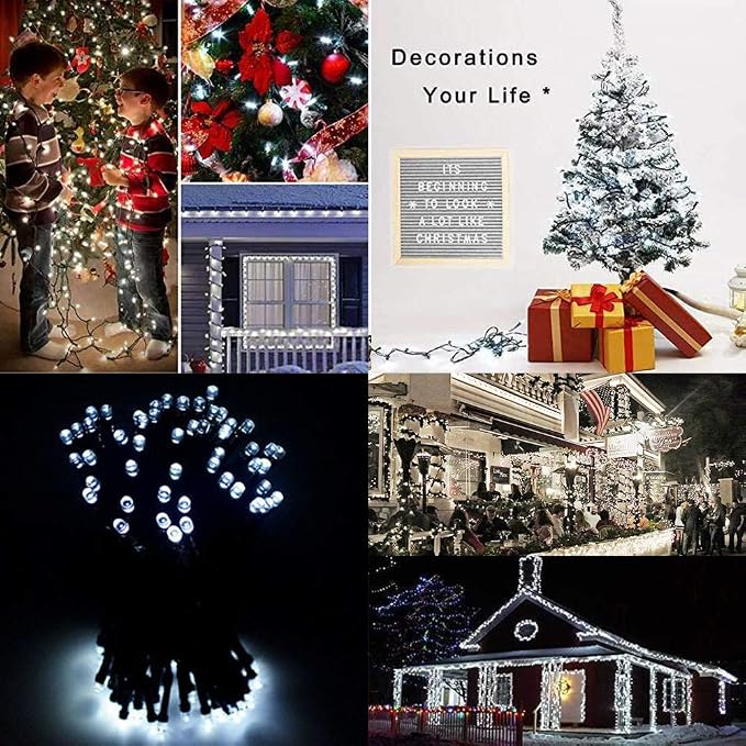HOME LIGHTING 66ft Christmas Decorative Mini Lights, 200 LED Green Wire Fairy - Image 2