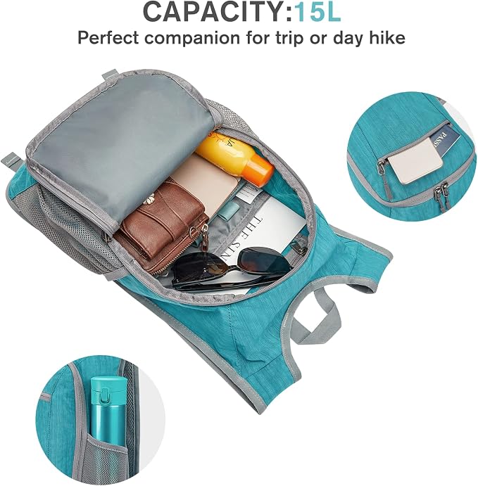 G4Free 10L/15L Hiking Backpack Lightweight Packable Hiking Daypack Small Travel - Image 4
