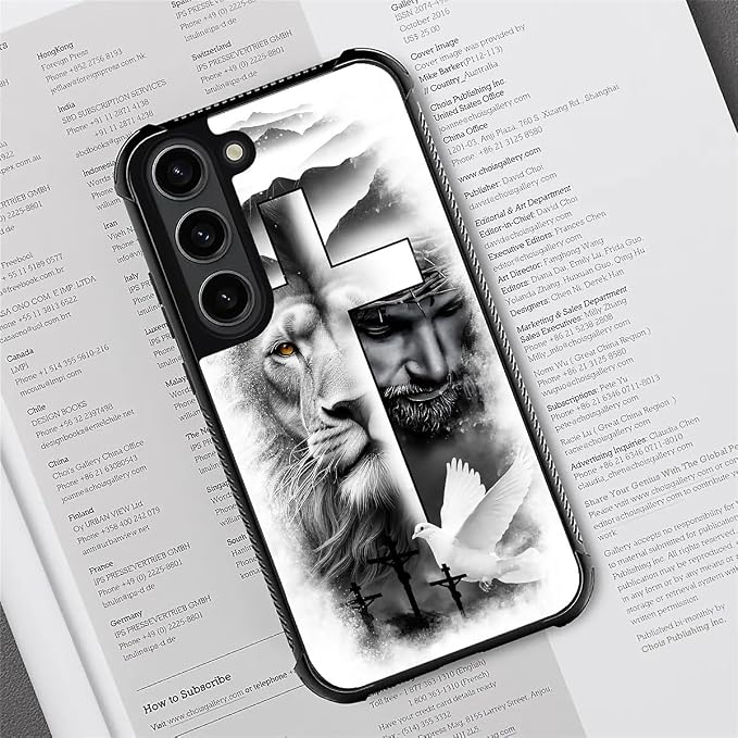 for Samsung Galaxy S23 Plus Case, Lion Cross Jesus Christ Dove Pattern Graphic - Image 3