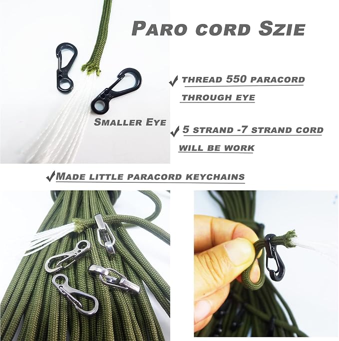 Mini Carabiner Clips with Metal Spring Wiregate Hook and Little Eye Hole - Image 4