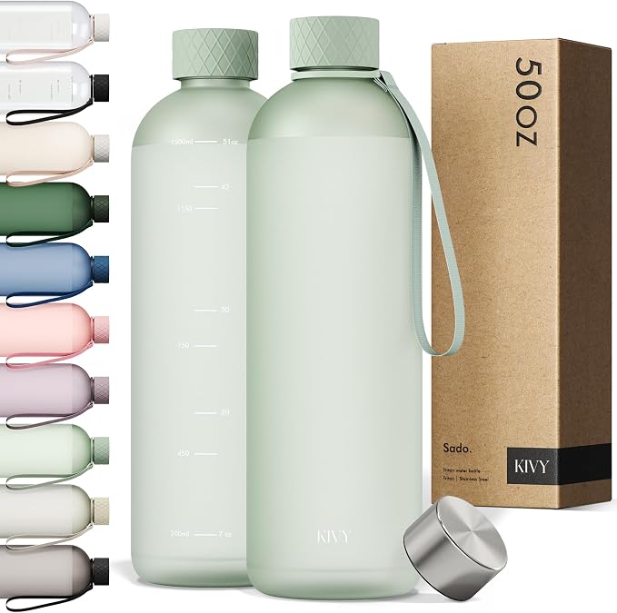 KIVY Large Water Bottle 50oz Fits Backpack & Cupholder by KIVY
