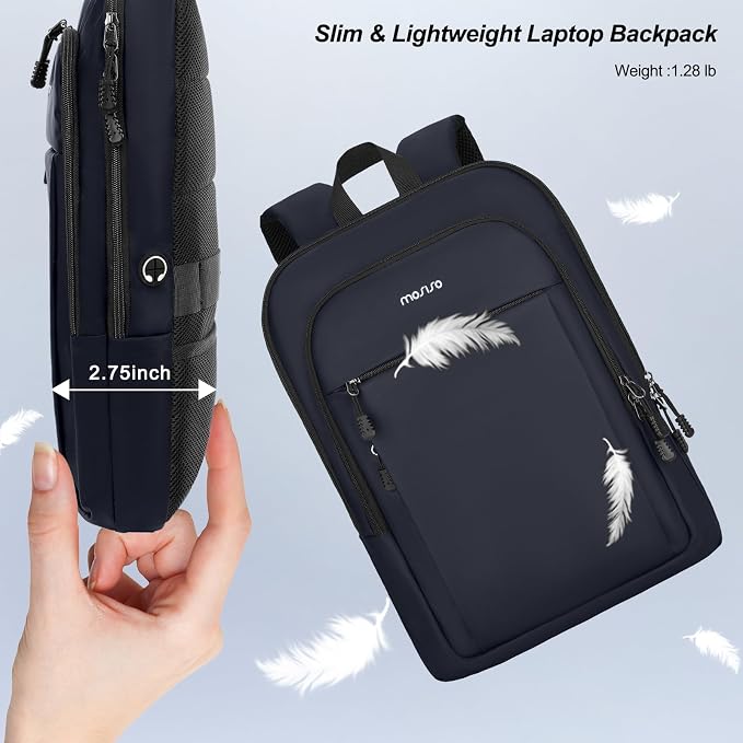 MOSISO Laptop Backpack for Men, Slim Lightweight Compact Computer Backpack for - Image 3