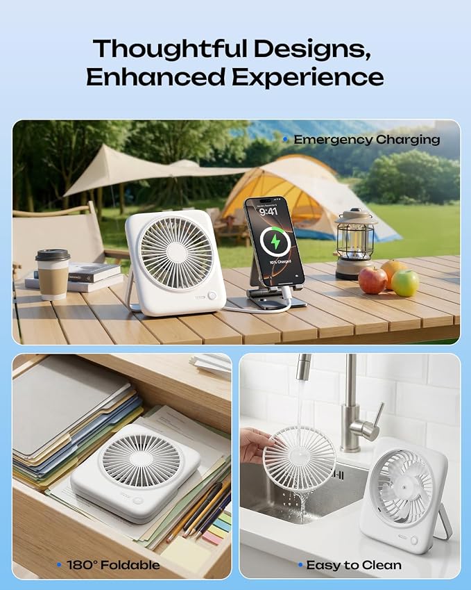 Otlonpe Personal Portable Desk Fan, 4000mAh Small Rechargeable Portable Fan - Image 6
