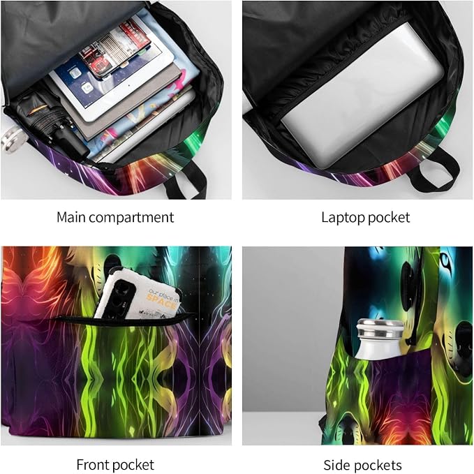 cfpolar 17 Inch Backpack Galaxy Colorful Wolf Laptop Bag Shoulder Bag School - Image 6
