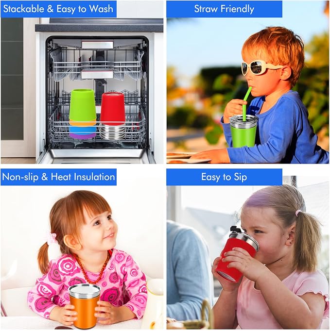 Kids Cups with Straws and Lids Leak Proof, 6 Pack 12oz Sippy Cup - Image 7