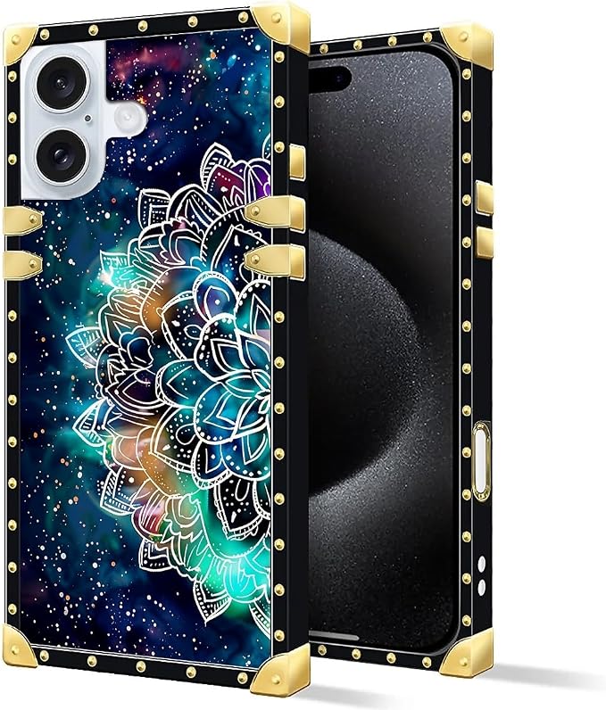 Compatible with iPhone 16 Case, Starry Sky Colourful Mandala Luxury Golden - Image 2