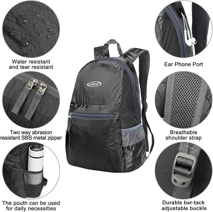 G4Free 20L Lightweight Packable Backpack Travel Hiking Daypack Foldable Backpack - Image 5