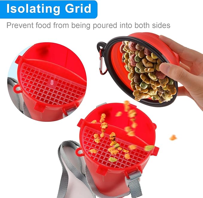 Dog Travel Water Bottle Collapsible Bowls, 2 in 1 Pet Food Container - Image 4