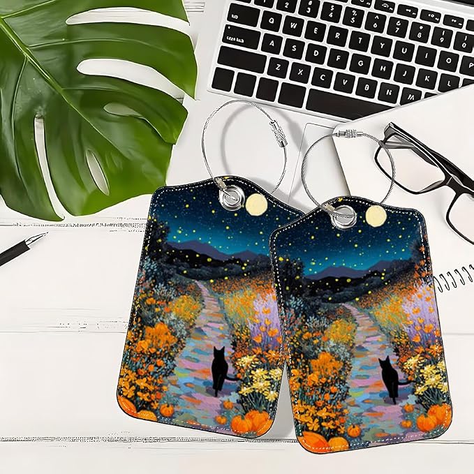 2Pcs Black Cat Pumpkin Luggage Tags, 2.83x4.53 Halloween Suitcase ID Labels - Image 5