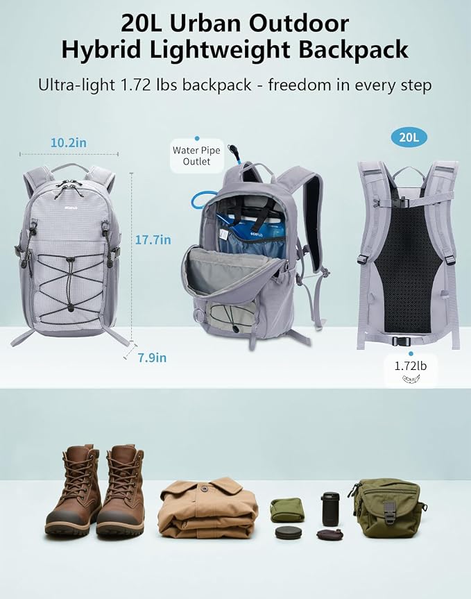 ECOHUB Small Hiking Backpack for Men Women, 20L Lightweight Travel Backpacks - Image 2