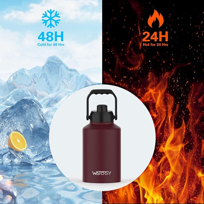 WATERSY 1 Gallon Water Bottle Insulated, BPA Free&Leak Proof, 128oz Stainless - Image 2