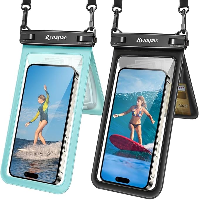 Rynapac IPX8 Waterproof Phone Pouch 2 Pack, Double Space Waterproof Phone Case by Rynapac