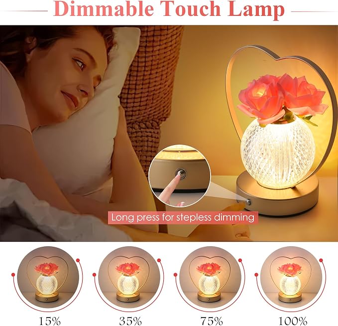 AMWGIMI Rose Flower Lamp, Birthday Gifts - Image 3