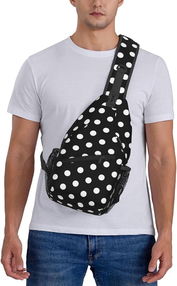 Polka Dot Crossbody Sling Bags for Women Men Abstract White Small Circle Dot on - Image 6