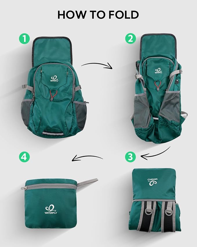 WATERFLY Lightweight Packable Hiking Backpack: 30L Foldable Travel Daypack - Image 6