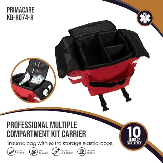 Primacare KB-RO74-R First Responder Trauma Bag, Side Pockets, Reflective Strip - Image 4