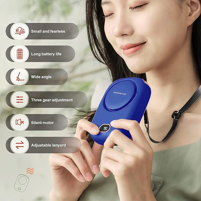 AOCOOLFAN Portable Neck Fan, Mini Small Personal Handheld Fan USB Rechargeable - Image 2