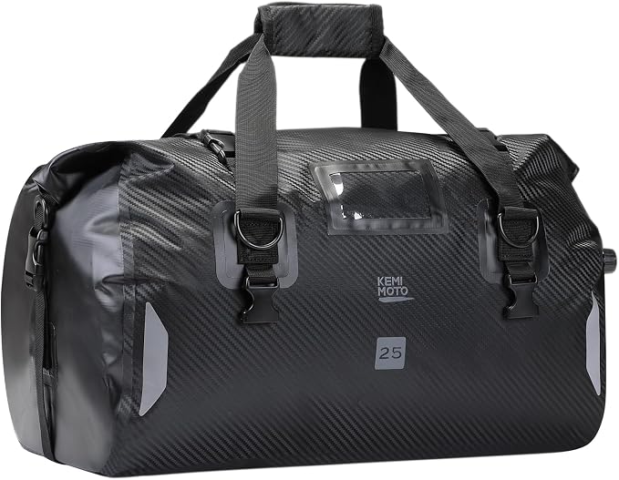 KEMIMOTO Waterproof Motorcycle Dry Bag – Duffle Tail Bag Soft Luggage, by kemimoto
