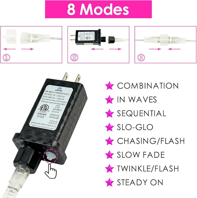 KAQ Connectable 240LED Pink String Lights Outdoor/Indoor, Extendable Plug in - Image 9