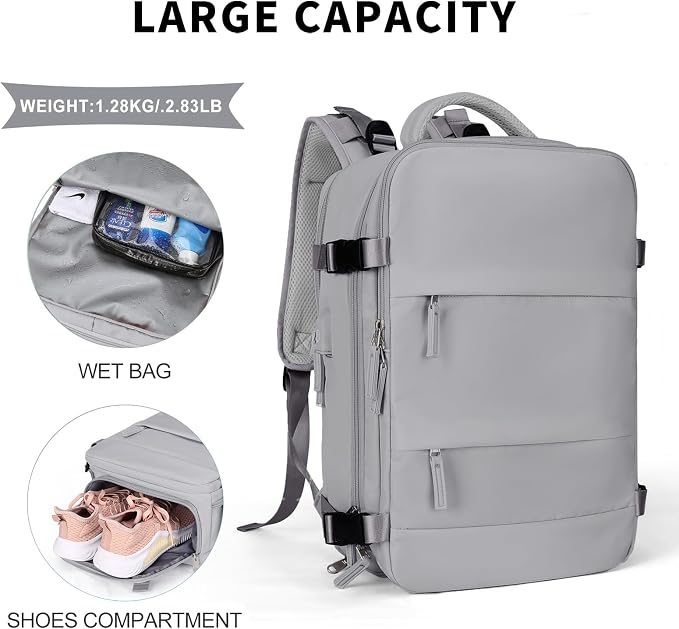 Coowoz Large Travel Backpack For Women Men, Flight Approved, Waterproof Outdoor - Image 4