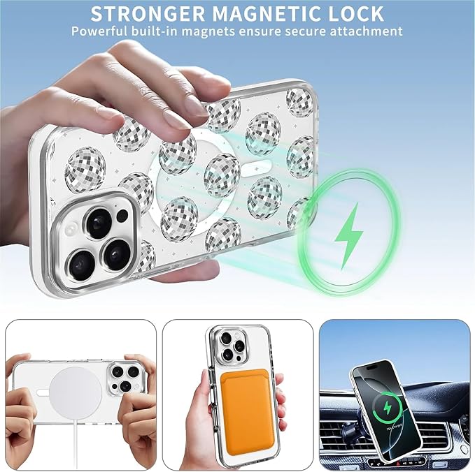 Case for iPhone 16 Pro, Disco Ball Grayish White Phone Case Design，for Women - Image 3
