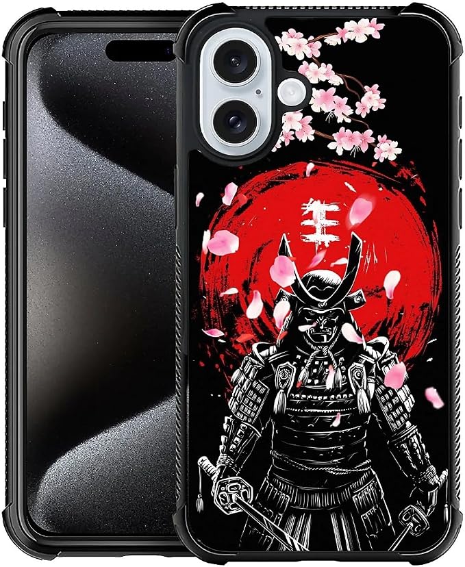 for iPhone 16 Plus Case, Sakura Japanese Samurai Pattern Graphic Design Girl by FKBRCL4U