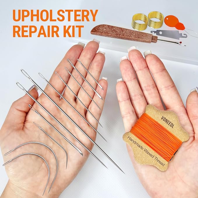 Upholstery Repair Kit: Waxed Sewing Thread & Heavy Duty Needles - Image 2