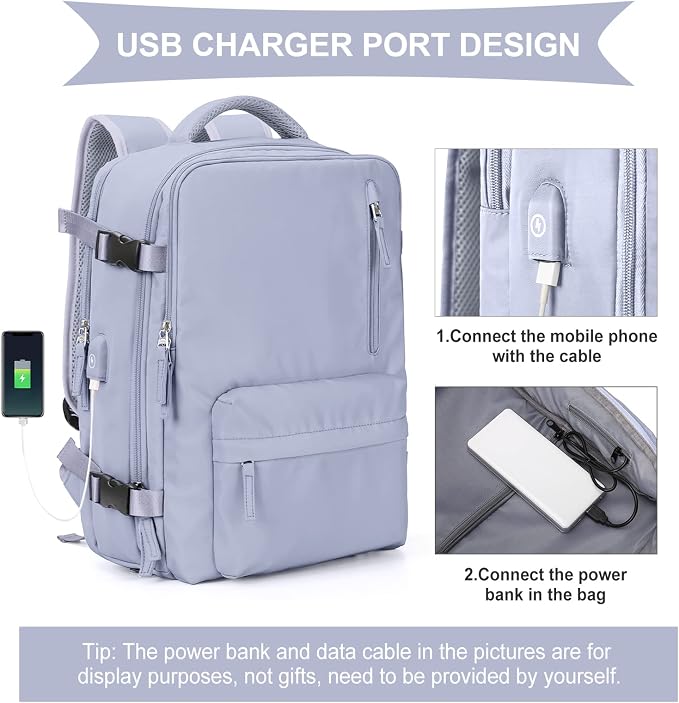 WONHOX Large Travel Backpack Carry on Flight Approved Laptop Work Business - Image 3