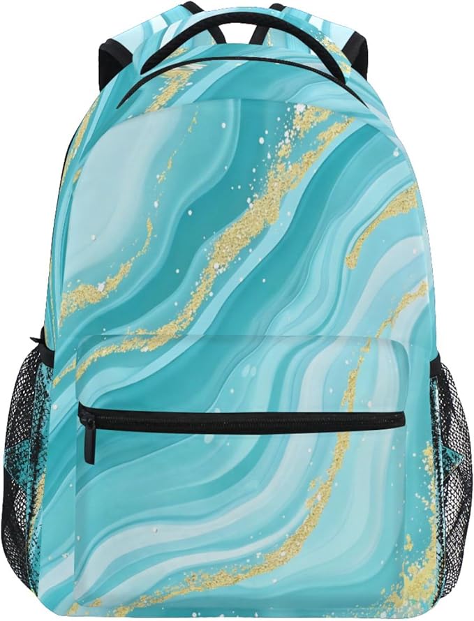 Wamika Turquoise Tie Dye Backpack Green Blue Marble School Backpacks Preschool by Wamika