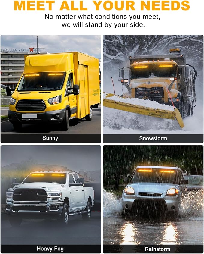 HLauto 6Z4J Emergency Dash Strobe Lights: 2x16.8 inch Amber Safety Lights - Image 6