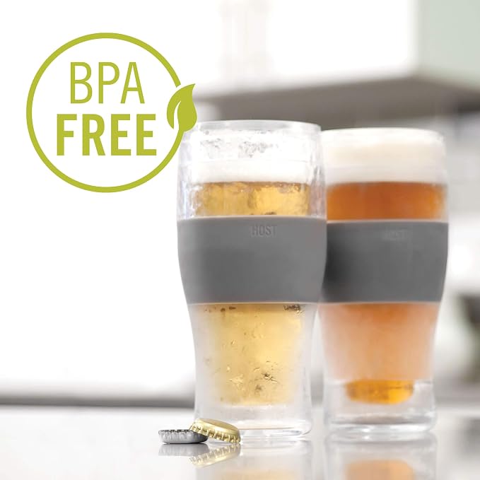 HOST Freeze Beer Glasses, 16 ounce Freezer Gel Chiller Double Wall Plastic - Image 3