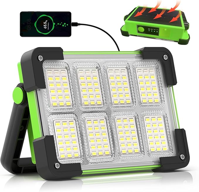 120W Solar Rechargeable Work Light, 144 LED 10000LM Led Work Light by DANCINGBOAR