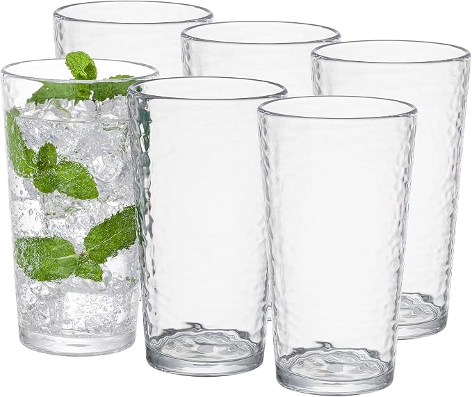 KLIFA- NICE- 20 ounce, Acrylic Highball Drinking Glasses, Stackable Plastic by KLIFAHome