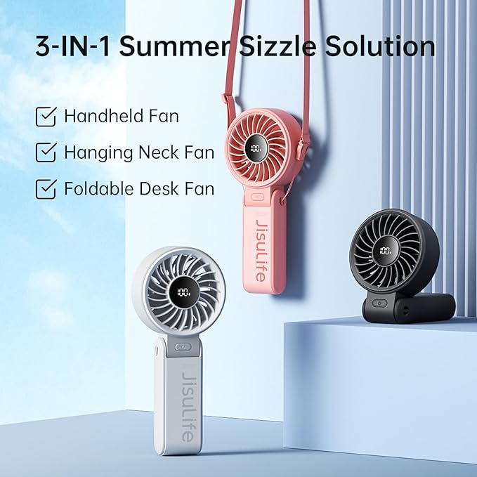 JISULIFE Handheld Fan Life7 – Ultimate Flexibility: Wide & Strong Airflow - Image 7