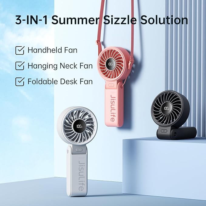 JISULIFE Handheld Fan Life7 – Ultimate Flexibility: Wide & Strong Airflow - Image 7