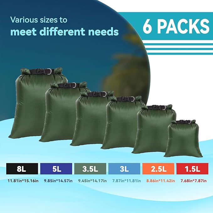 6PCS Dry Bags Waterproof, Lightweight Dry Bags - Image 2