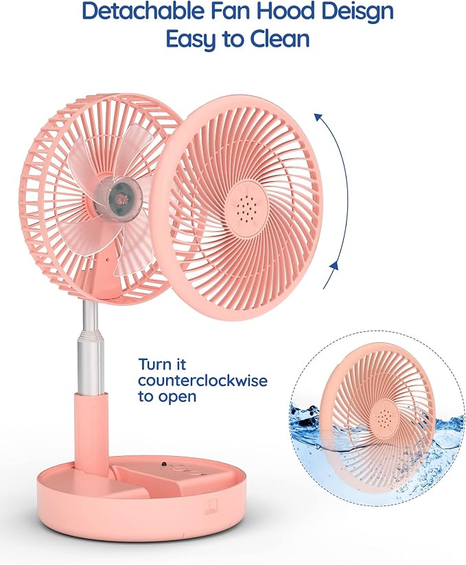 Primevolve Battery Operated Fan, Portable Rechargeable USB Floor Table Desk Fan - Image 7