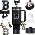 6pcs Black Stanley Cup Accessories Set, Bow Straw Topper by MOTEERLLU