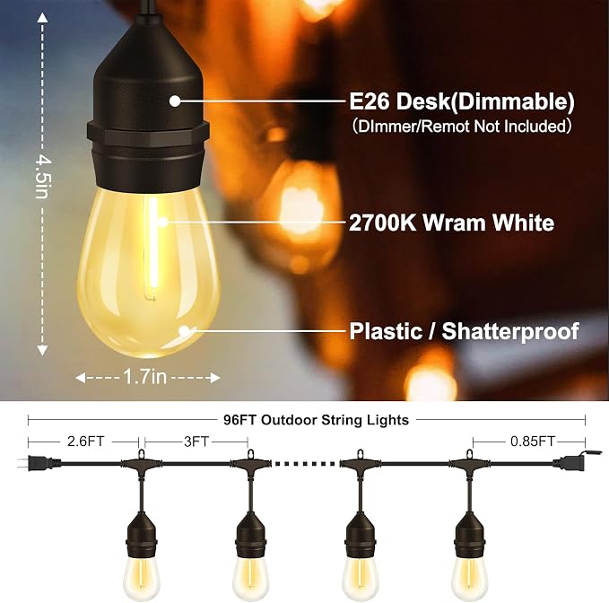 100FT LED Outdoor String Lights - Image 7