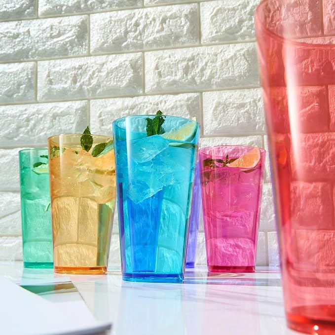 Khen Classic Plastic Reusable Drinking Glasses Restaurant Cups Style 20 oz - Image 3