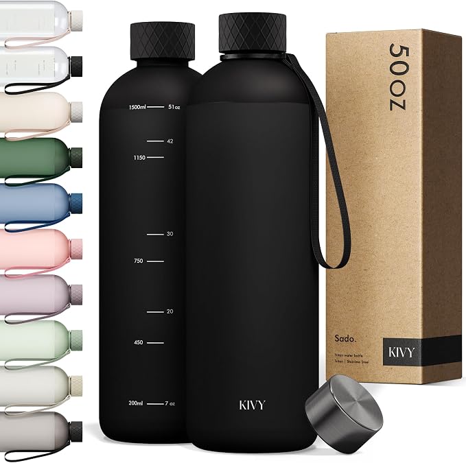 KIVY Large Water Bottle 50oz Fits Backpack & Cupholder by KIVY
