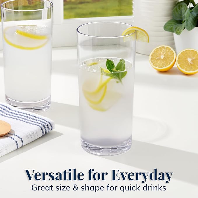 US Acrylic Classic Clear Plastic Reusable Drinking Glasses 24oz Iced-Tea Cups | - Image 3