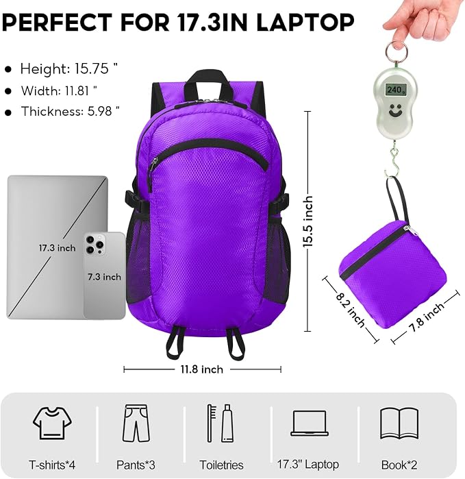 Small Hiking Backpack 15L Travel Lightweight Hiking Packable Daypack - Image 3