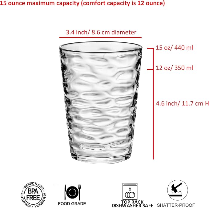 14-ounce Plastic Tumblers, Acrylic Drinking Glasses, Shatter-Proof, - Image 2
